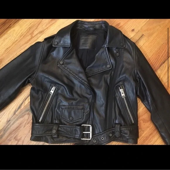 ❌SOLD❌ AllSaints Baron Leather moto Jacket Black - Small - Picture 5 of 6